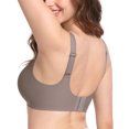 thumbnail image 2 of Exerin Women's Wireless Push Up Bra Comfort Full Coverage Seamless Bralette(Brown,XXL), 2 of 7