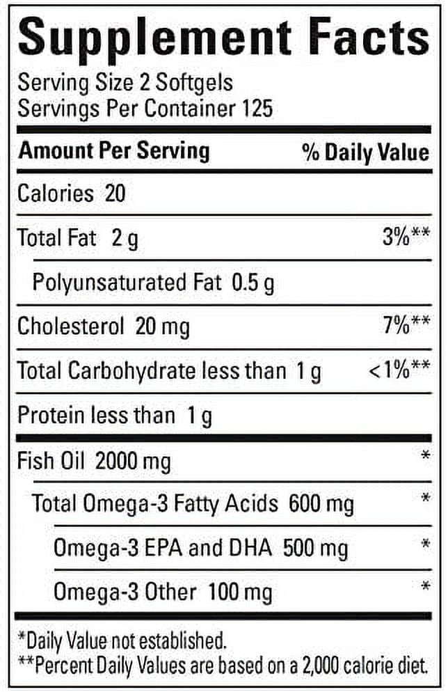 Nature Made Fish Oil 1000 mg, 250 Softgels Value Size, Fish Oil Omega 3 Supplement For Heart Health 250 Count (Pack of 1)