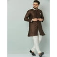 thumbnail image 6 of eloria Men's Trendy Indian Traditional Brown & White Silk Blend Solid Sherwani With churidar, 6 of 8