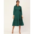 thumbnail image 2 of Moomaya Solid Tiered Dress For Women, Cotton Dress With Collar, 2 of 8