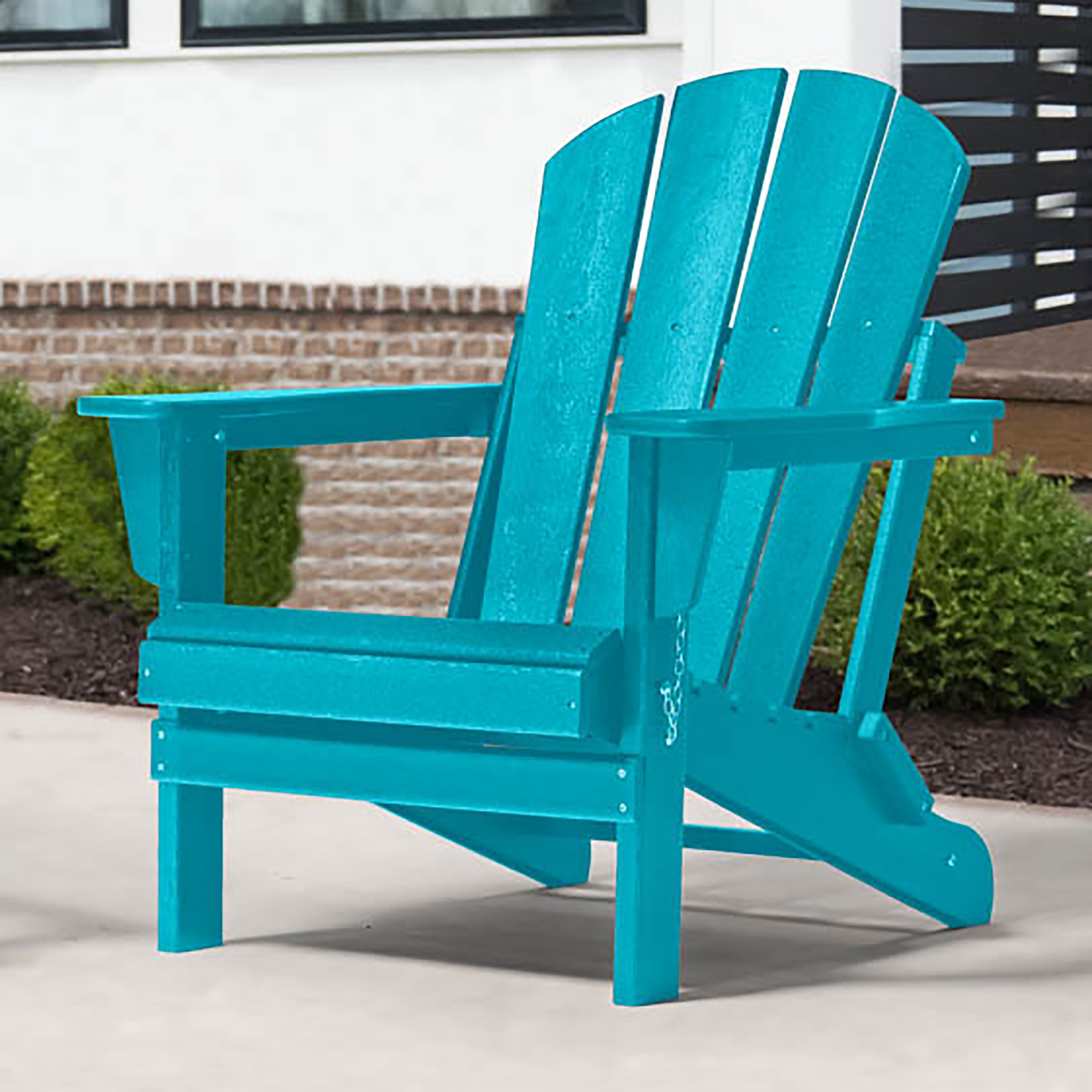 Braxton Folding Plastic Adirondack Chair Turquoise Walmart Com Walmart Com
