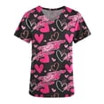 thumbnail image 4 of Valentine's Day Savings Clearance 2024! TAGOLD Women Scrub Tops, Print Scrub Tops, Women Valentine Day Short Sleeve V-neck Tops Printed Pockets Blouse Nursing, 4 of 5