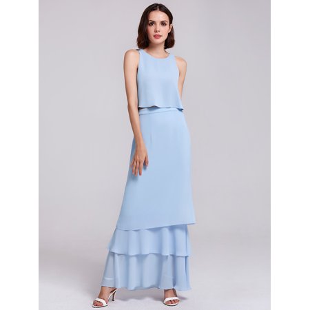 Ever Pretty Womens Elegant Sleeveless Top High Waisted Maxi Skirt Formal Bridesmaid Beach Wedding Party Dresses For Women 07173 Blue Us 12