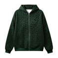 thumbnail image 6 of GEWSEY Women's Leopard Zip Up Hoodies Fall Y2K Graphic Hooded Sweatshirt Casual Oversized Warm Fleece Athletic Track Jacket Coat (Dark Green, XL), 6 of 6