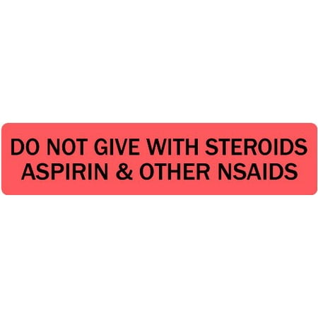 Do Not Give with Steroids Asprin or NSAIDs - Veterinary Label / Stickers, 500 labels per roll, 1 roll per package, .375 x 1.625 red veterinary label.., By (Best Legal Steroids For Sale)