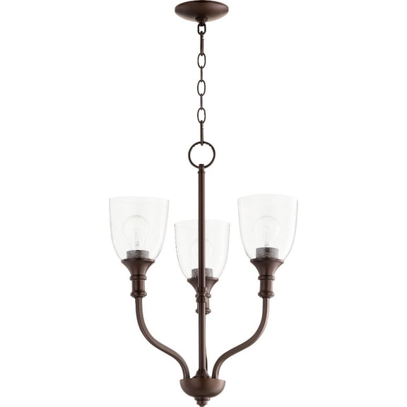 Quorum Lighting Richmond 3-Light Chandelier, Oiled Bronze, Clear/Seeded Glass