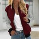 thumbnail image 1 of Chaquetas y abrigos casuales sin capucha de manga larga para mujer Sudadera holgada de manga larga con cremallera Chaqueta informal de béisbol de punto grueso Chaqueta de poliéster para mujer, 1 of 5