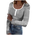 thumbnail image 5 of Sexlip Long Sleeve Shirts for Women Ribbed Knit Henley Casual Warm Printed Shirt Fall Fashion Tshirts Gray XL, 5 of 6