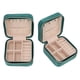 thumbnail image 3 of Joyero de terciopelo compacto con cremallera, organizador de viaje, estuche de almacenamiento portátil para uso diario, color verde negruzco, 3 of 14
