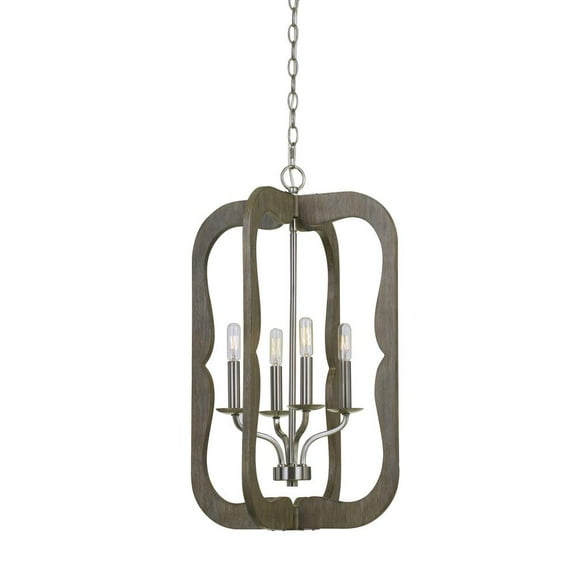 Cal Lighting 40W X 4 Portici Wood Pendant Fixture (Edison Bulbs Not Included)