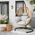 thumbnail image 2 of TQKVIPI Oversized Hanging Egg Chair Outdoor Indoor, Wicker Swing Egg Chair with Stand  Rain Cover UV Resistant Cushion 400lbs Capacity for Bedroom, Patio, Garden and Balcony (Beige-nest), 2 of 11