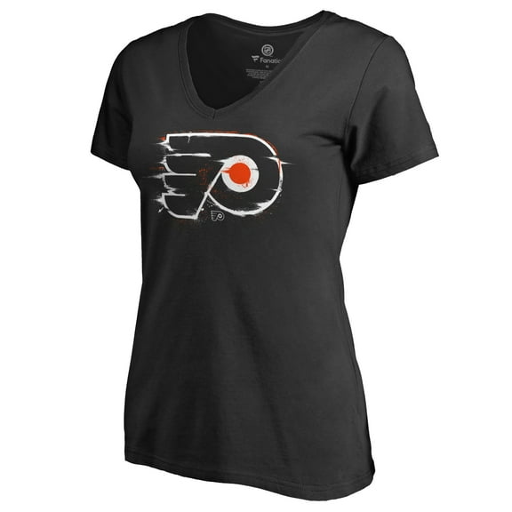 Women's Black Philadelphia Flyers Splatter Logo V-Neck T-Shirt