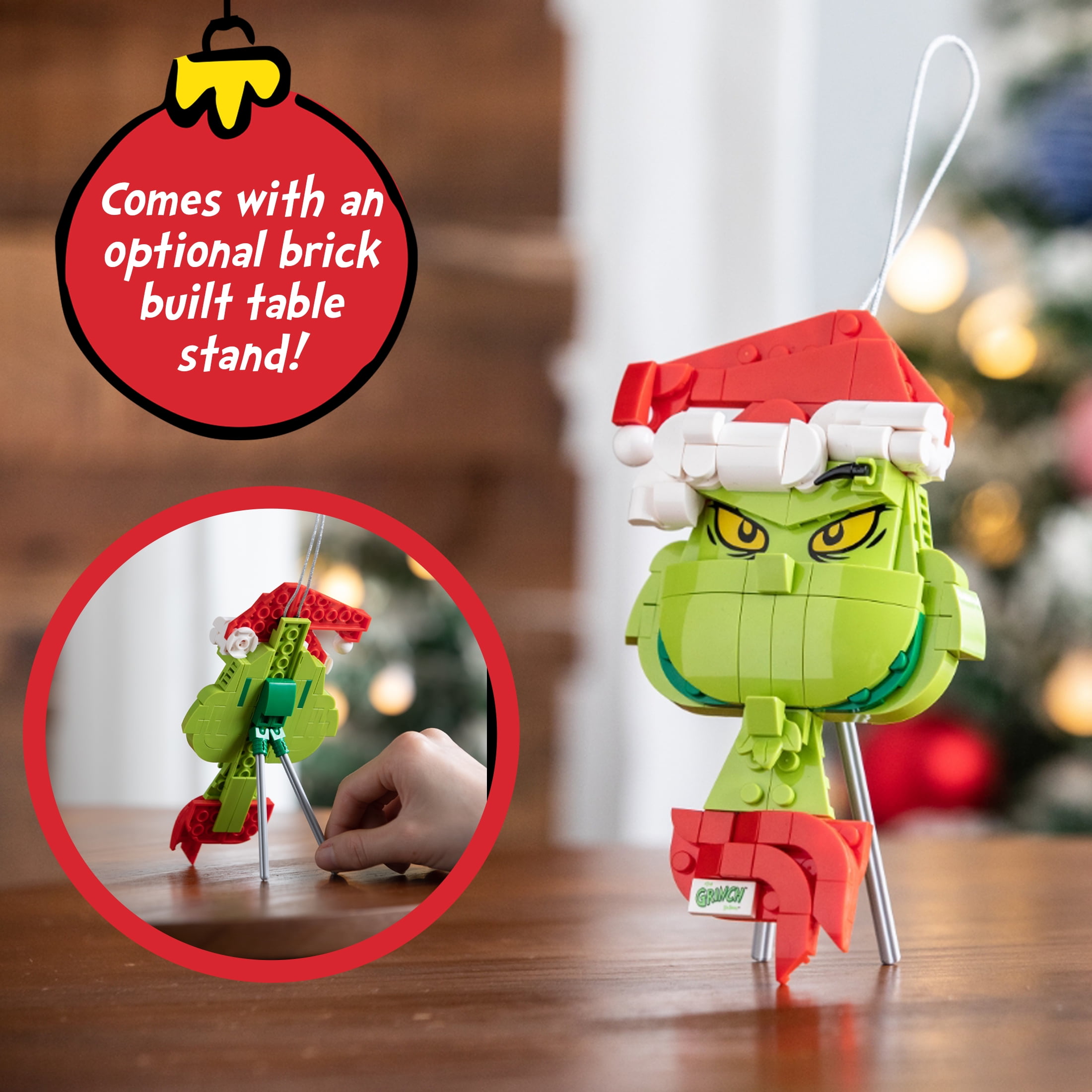 Brickcraft Grinch Decoration Brick Building Kit (141-Plastic Piece Set), Limited Edition, Hanging Christmas Décor, Toy Gift Idea for Boys and Girls Ages 8 Years Old and up