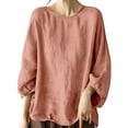 thumbnail image 2 of Endives Womens Long Sleeve Shirt Cotton Linen Shirt Womens Thin Breathable Blouse Summer Spring Clothing Pink, 2 of 4