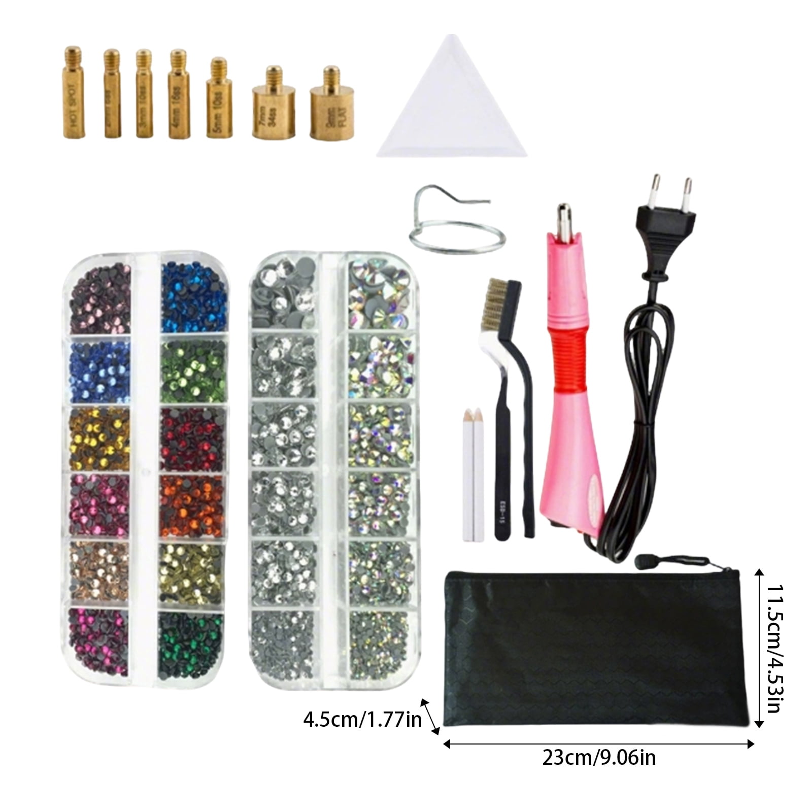 Hotfix Rhinestone Applicator Tool Kit, 7-in-1 DIY Bedazzler Wand with Tips, Portable Crystal Setter Pen for Clothing, Fabric Crafts, Shoes and Art Projects C