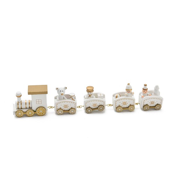 Christmas Wooden Train Ornament Cute Painted Toy Train With Santa Claus Snowman Crafts For New Year Xmas Party Decor Kids Gifts