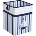 thumbnail image 4 of Bacati - Little Sailor Cotton Percale Fabric covered Storage Collapsible Hamper, Blue/Navy 18 H x 13 W x 13 L inches, 4 of 6
