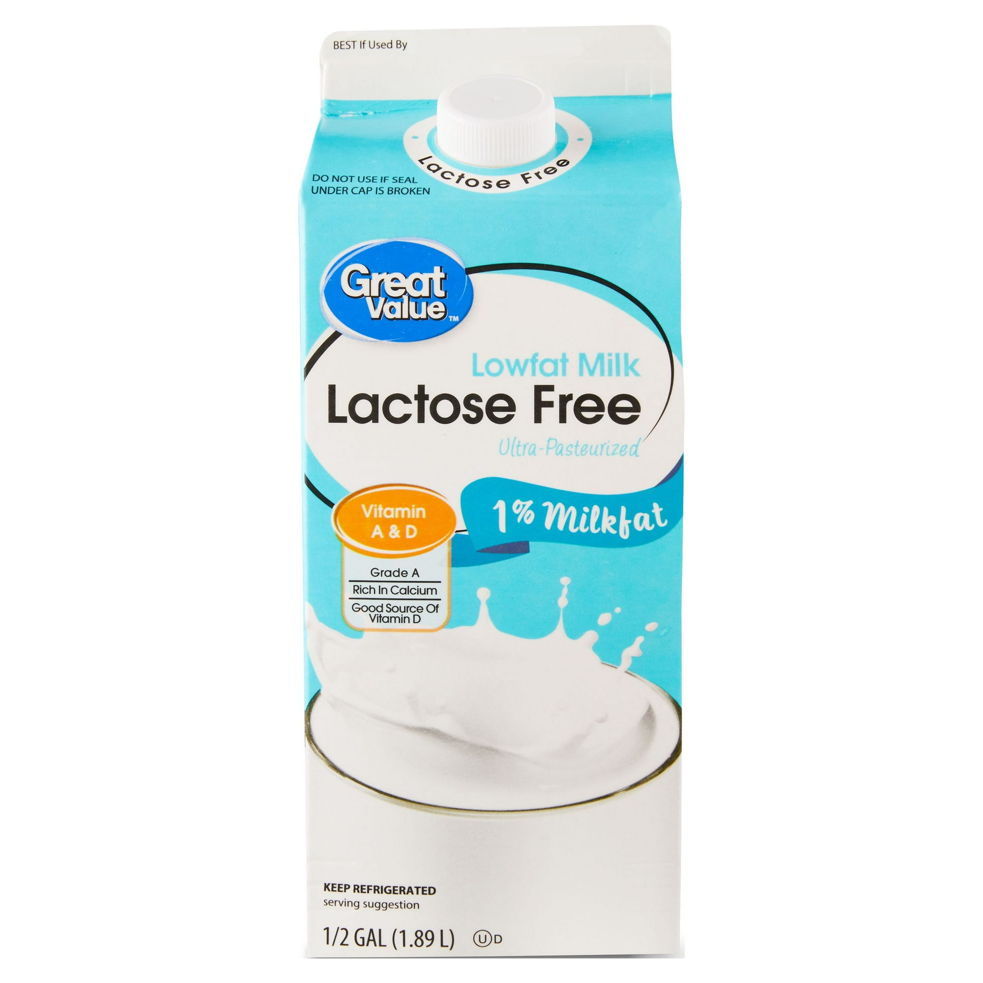 Great Value Lactose Free Low-fat Milk, Half Gallon, 64 fl oz