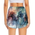 thumbnail image 2 of Lsque Ink Style Wave Dragon Printed Women's Running Shorts with Liner Pockets,Elastic Quick Dry Workout Athletic Gym Yoga Shorts,Womens High Waist Shorts-Small, 2 of 9