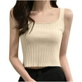 thumbnail image 2 of Inverlee Trendy Slim Fit Square Neck Crop Tank Tops Striped Solid Sleeveless Cami Shirts Summer Casual Base Layer Shirts Blouse, 2 of 3