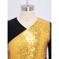 thumbnail image 6 of SiiRoh Girls Sequins Long Sleeve Cropped Top with Wide Leg Pants Sparkly Color Block Hip Hop Street Dance Outfits Gold 14, 6 of 7