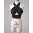 thumbnail image 2 of Femmes Sexy Gilet Licou Creux Sangle Croisée Cou Suspendu Dos Nu Crop Tops, 2 of 6