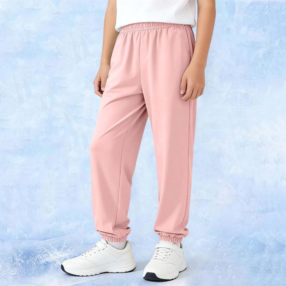 Kids Boys Girls Active Joggers Elastic Waist Cuffed Ankle Sweatpants for Sports School Running Outfits, 3T-13Y