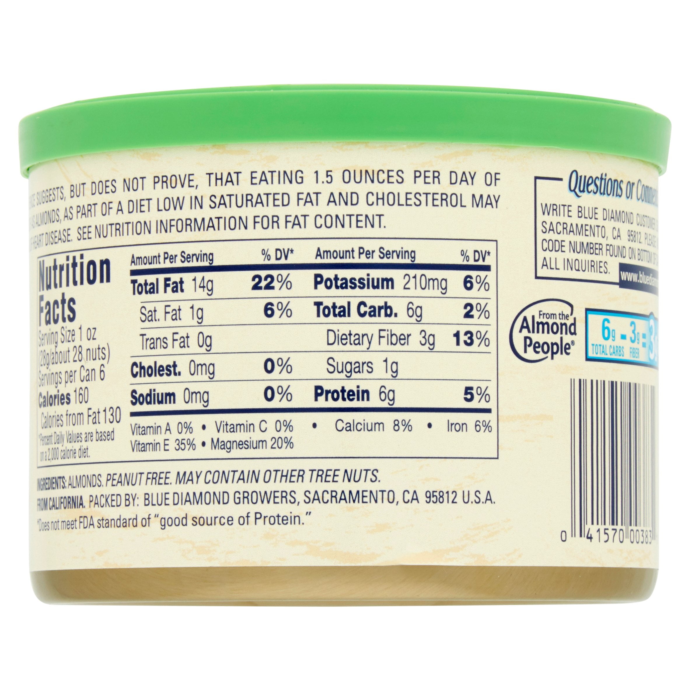 Blue Diamond Unsalted Almonds Nutrition Facts Nutrition Ftempo
