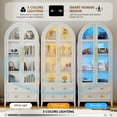 thumbnail image 4 of VKCC 70.8" Storage Cabinet with LED, Arched Glass Door & Drawers, Vintage Curio Display Bookcase for Living Room, White, 4 of 8