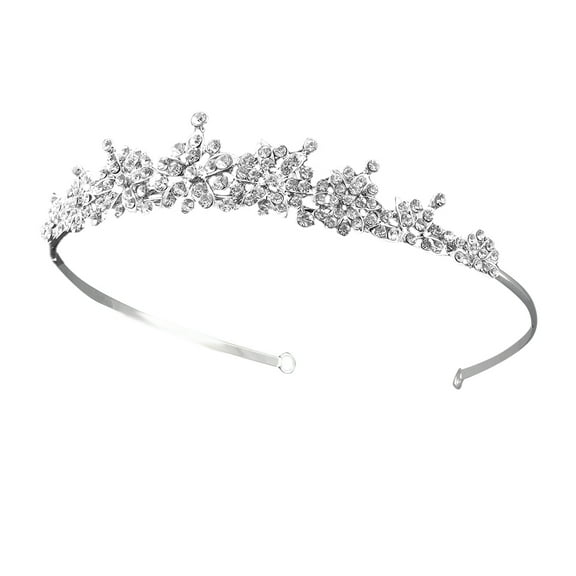 GOOHOCHY Plated Silver Vintage Headband Wedding Tiara Crystal Party Headpiece Elegant Decor