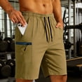 thumbnail image 2 of Hurxie Cargo Shorts for Men Hiking Shorts Summer Athletic Work Short with Zipper Pockets Running Travel Short Pants Khaki,S, 2 of 7