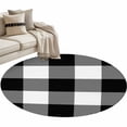 thumbnail image 2 of Round Area Rug 4 Ft, Black White Plaid Washable Non-Slip Circle Carpet for Living Room/Bedroom, Farmhouse Modern Abstract Art Buffalo Low-Profile Crawling Mats Collection Rugs for Indoor, 2 of 7