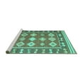 thumbnail image 2 of Ahgly Company Machine Washable Indoor Square Southwestern Turquoise Blue Country Area Rugs, 4' Square, 2 of 4