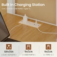thumbnail image 5 of Twin Size Loft Bed with L Shaped Desk and 4 Drawers, Metal Bed Frame with Storage Shelf, Power Outlet and LED Lighted, No Box Spring Needed, White, 5 of 8