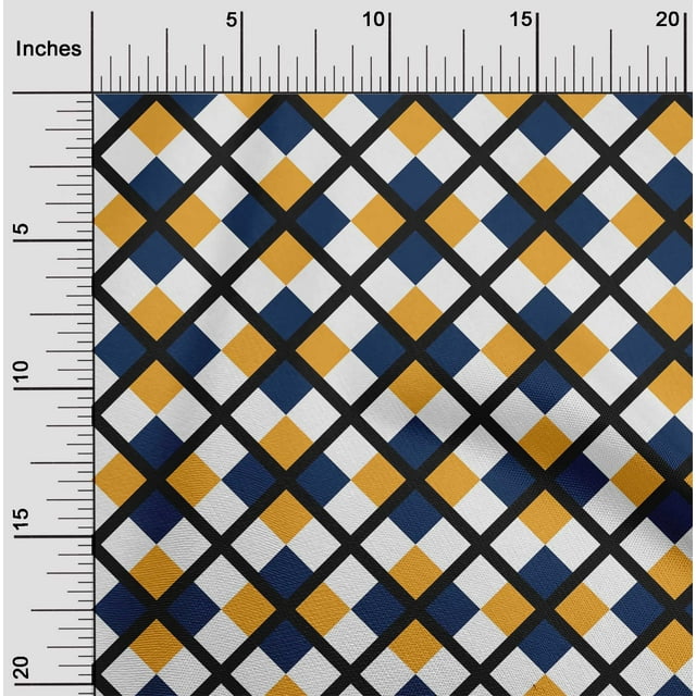 oneOone Silk Tabby Navy Blue Fabric Argyle Check Sewing Craft Projects Fabric Prints By Yard 42 Inches Wide