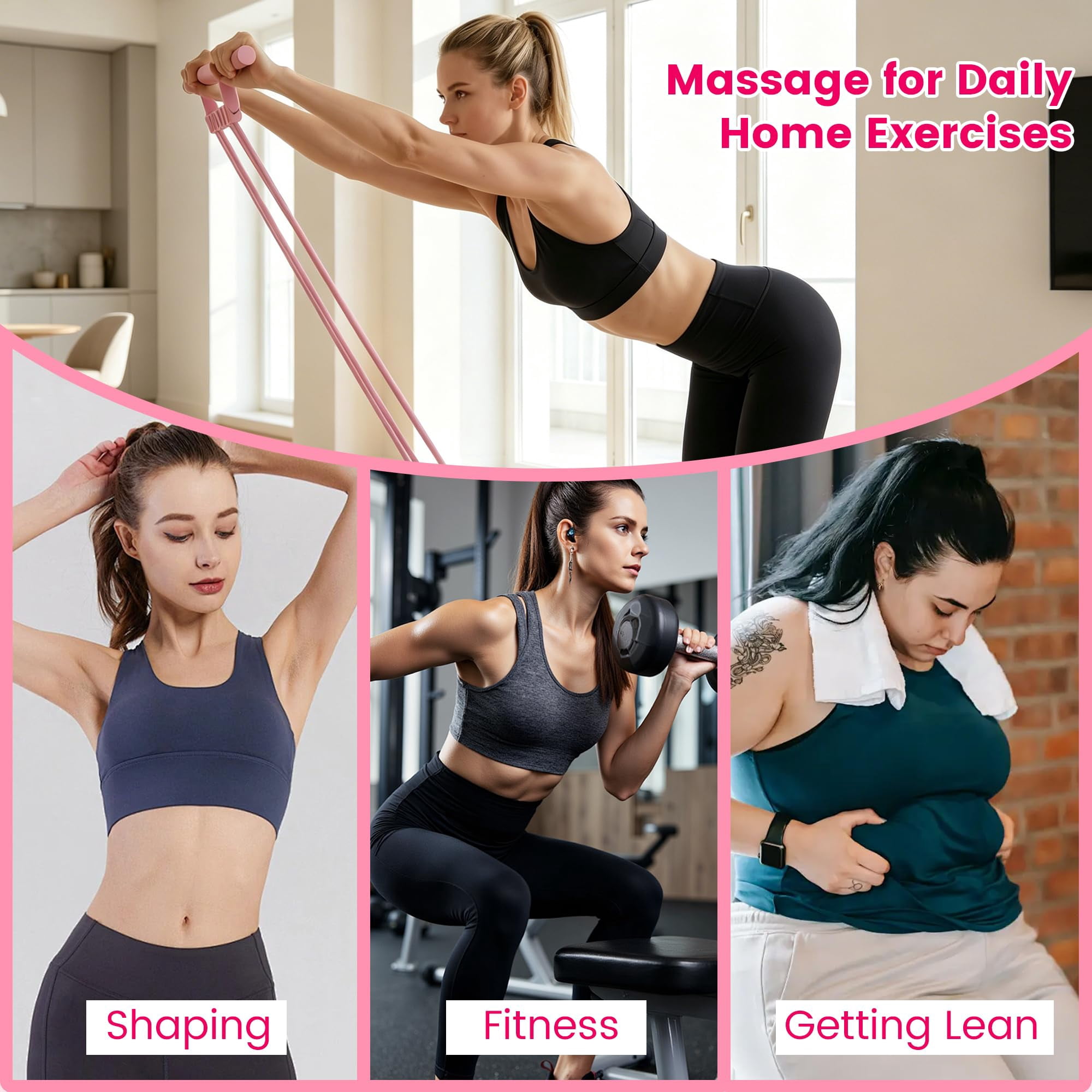 8 Tube Pedal Resistance Band with Handle, Upgraded Manual Tension Foot Trainer, Multifunction Rubber Fitness Band for Abdomen Waist Arm Leg Workout