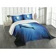 thumbnail image 3 of Ambesonne Shark Quilted Bedspread Set 3 Pcs, Fishes Circling in Ocean, Queen Size, Royal Blue, 3 of 5