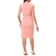 thumbnail image 3 of Vestido de tubo sin mangas con escote en V para mujeres Inspire Chic, vestido de lápiz con cinturón, color rosa coral, talla M, 3 of 6
