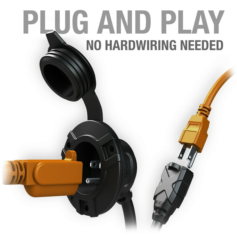 NOCO GCP1EX 15 Amp 125V AC Port Plug with Car Power Cable, 12-Foot