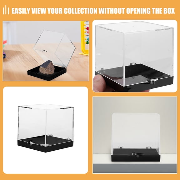 CIMAXIC Set of 2 Mini Display Boxes for Rocks and Minerals, Collector and Hobbyist Display Cases with Clear Viewing