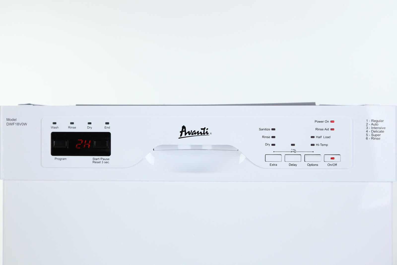 Avanti DWF18V0W 53 dBA White Built-In Front-Control Dishwasher
