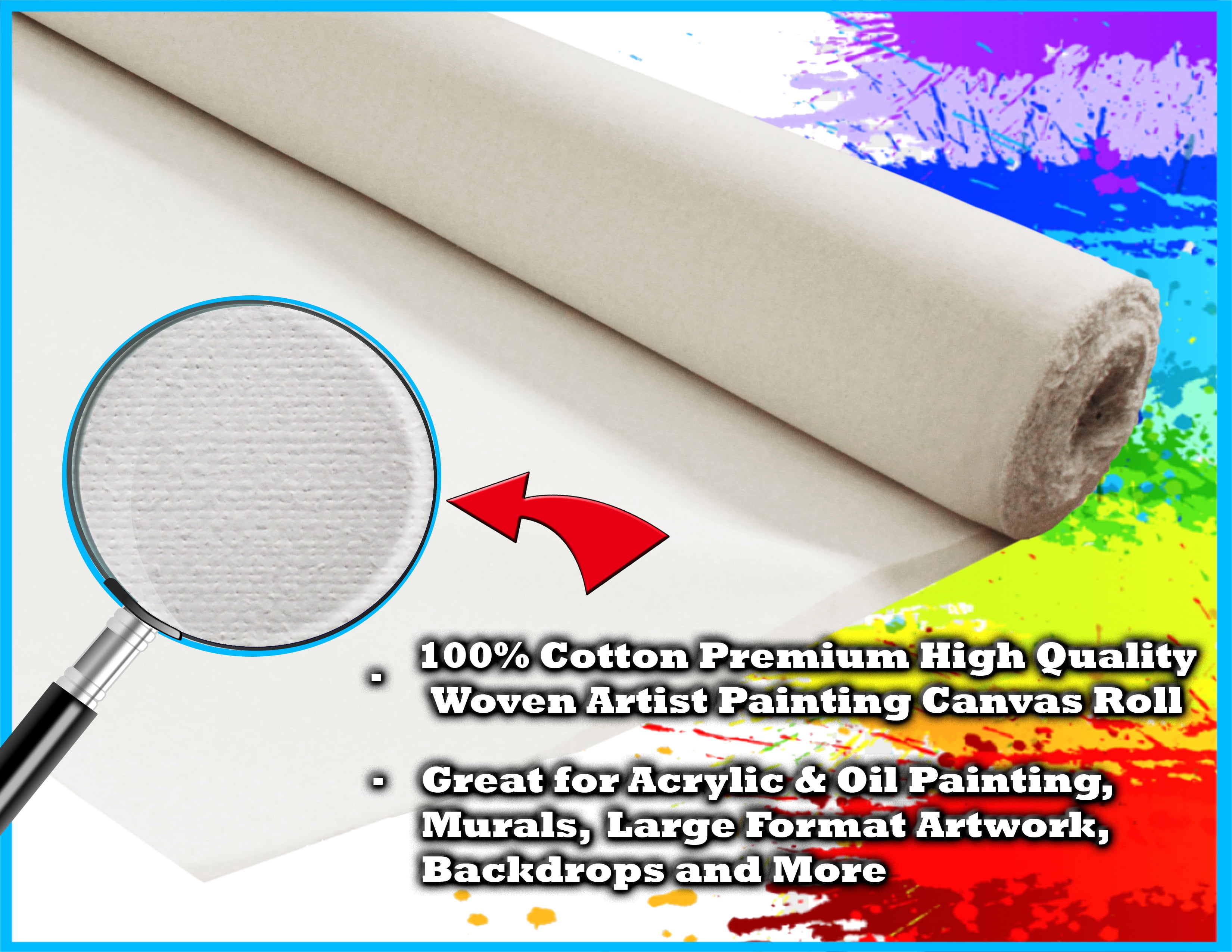 Fuutreo Primed Cotton Canvas Roll - 63" Wide X 8 Yards Long, Triple Gesso Primed For Oil & Acrylic Painting - View #10