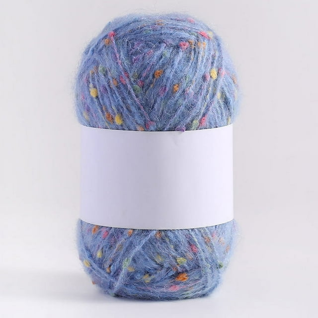 Zhuge Rollo de 50 g de hilos de mohair con puntos de colores, hilo suave para tejer a mano, crochet, para bufandas, chales y manualidades, gris y azul