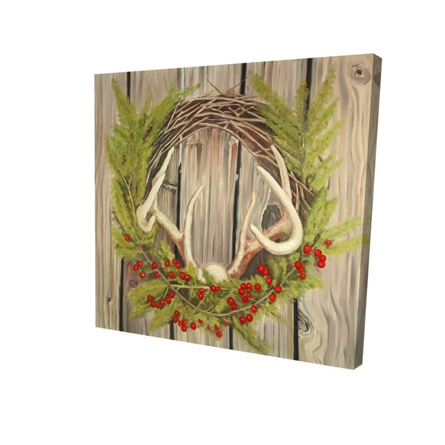 Christmas wreath with panache - 24"x24" canvas - Print on demand