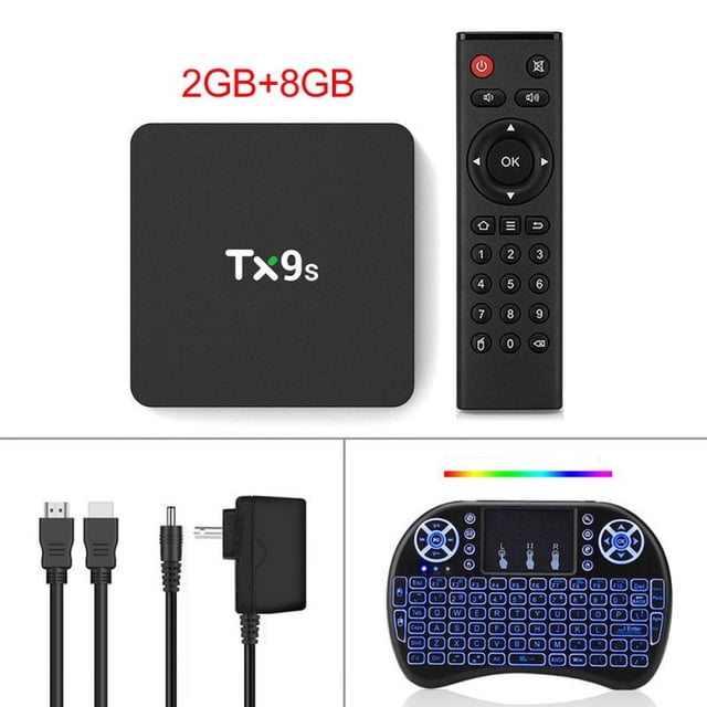 Tx9s Lecteur Multimédia Matériau Abs Android Smart Network Tv Box avec Télécommande 2+8G_US standard+I8 Clavier