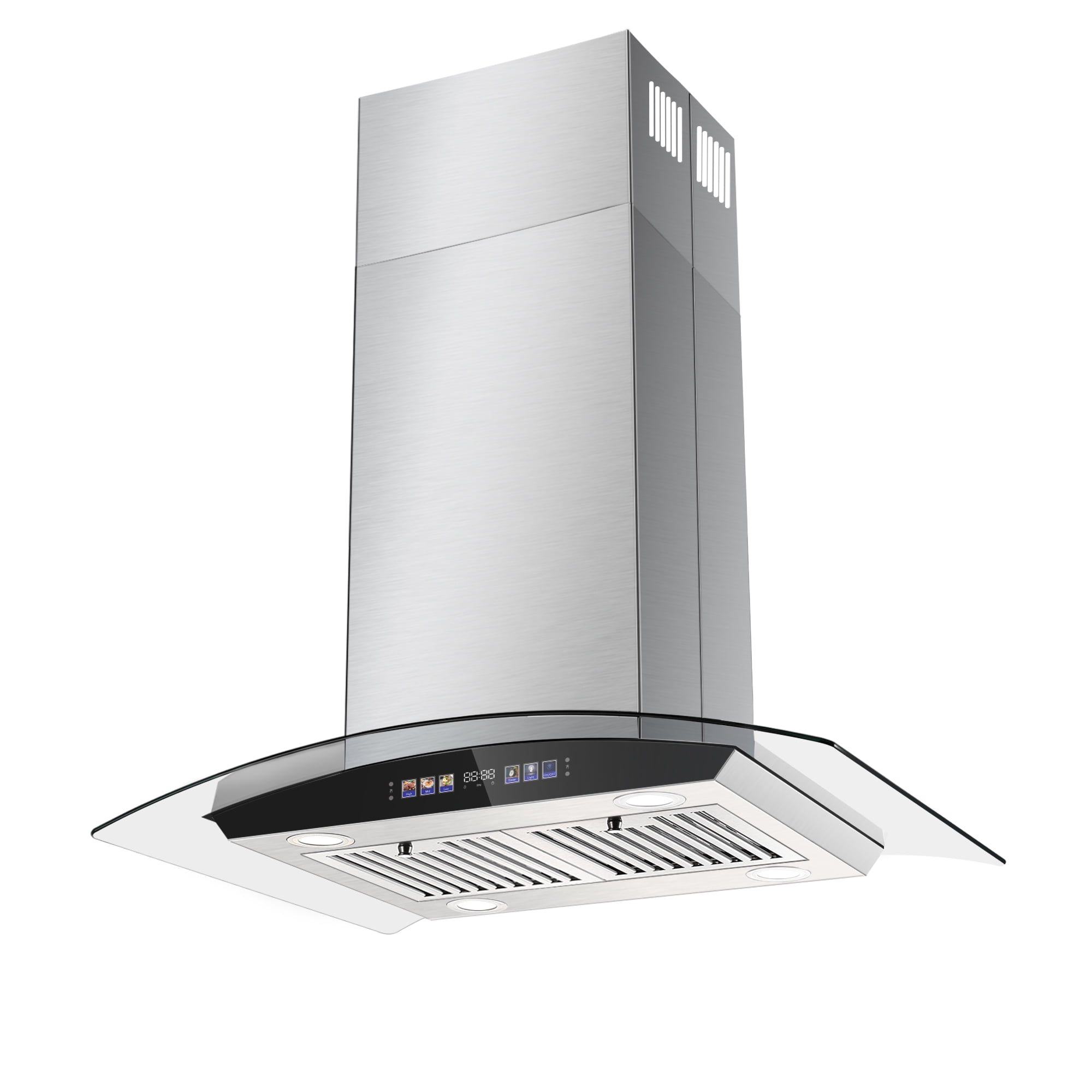 Joeaonz 30 Inch Stainless Steel Island Mount Range Hood 700 CFM with LED Lights, 3-Speed Fan, Gesture Control