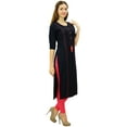 thumbnail image 2 of Phagun Kurti Droite Bleue Kurta Classique à Franges Tunique Indienne Décontractée Blouse - 10, 2 of 5