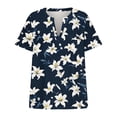 thumbnail image 4 of ALLLIST Notch Neck Women's Tops Short Sleeve Plus Size T-Shirts Blue Casual Floral Shirts Ladie's Tops, 4 of 5
