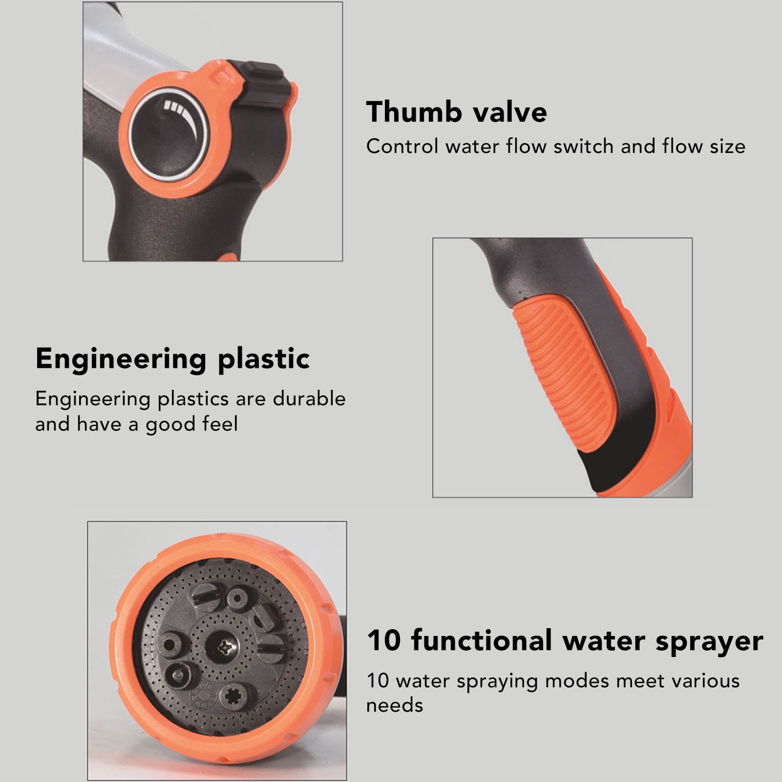 Garden Nozzle Sprayer, Simple Operation Handheld 10 Irrigation Modes Water Hose Nozzle  For Plants