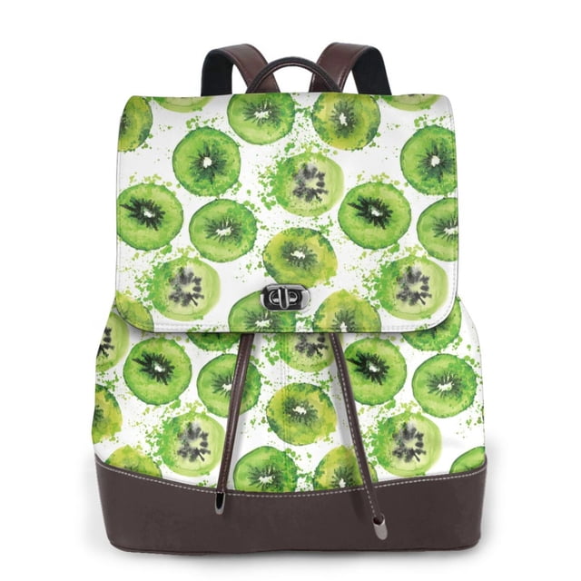 Easygdp Green Kiwi Mochila de Cuero para Mujeres, Bolso de Hombro, Bolsos de Mano de Moda para Trabajo y Viajes